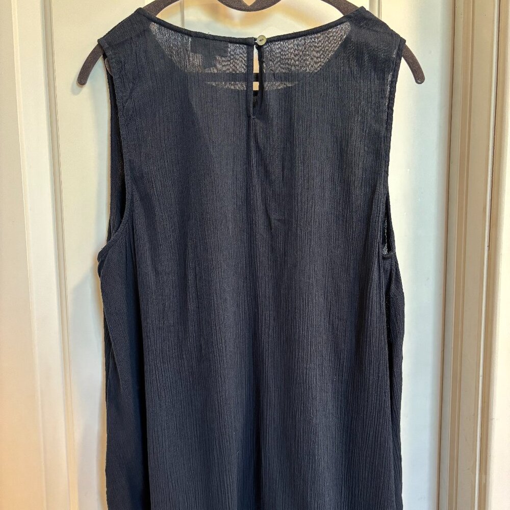 J.Jill Navy Blue Embroidered Sleeveless Tunic Top – Size L Petite (NWT) - Picture 7 of 11